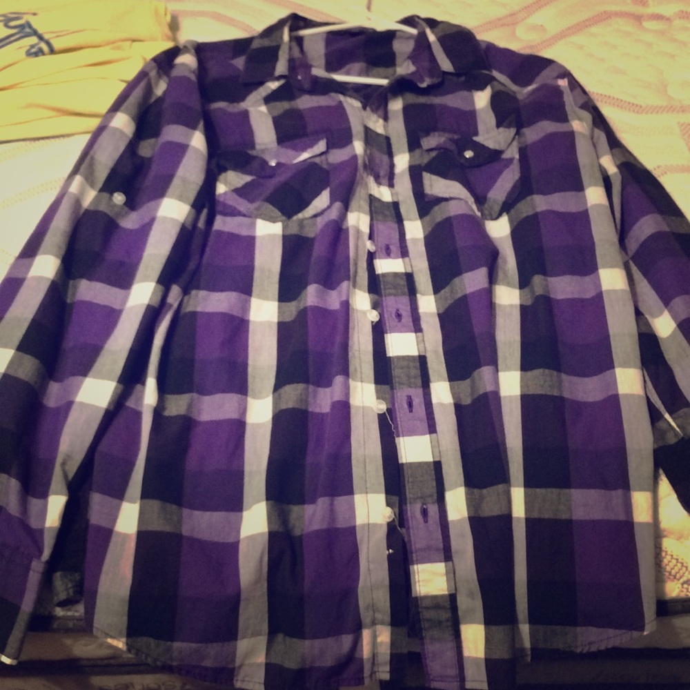Hipster button down purple